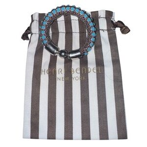 Henri Bendel Vintage Turquoise Stingray leather & Silver Bracelet with Dust Bag.